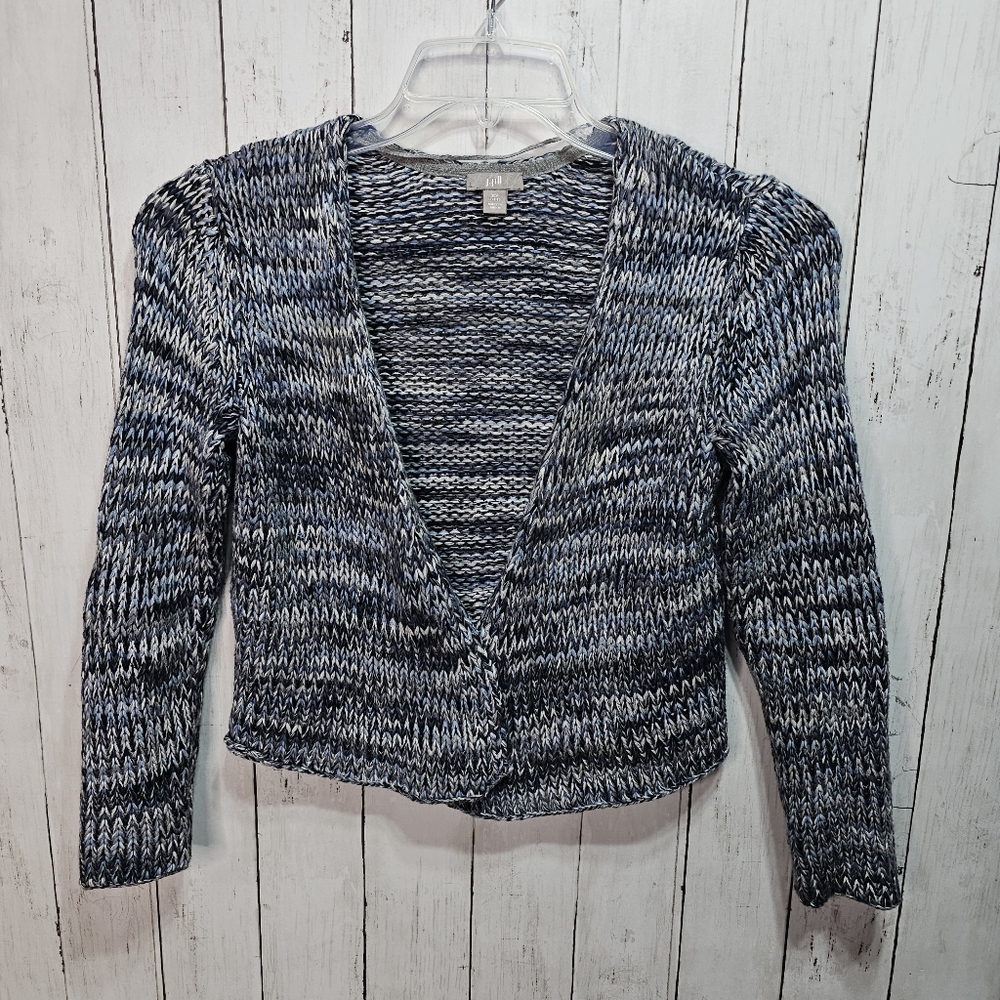 J. Jill Women's Blue Marled Knit Open Front Cardigan Sweater Size XS Petite.